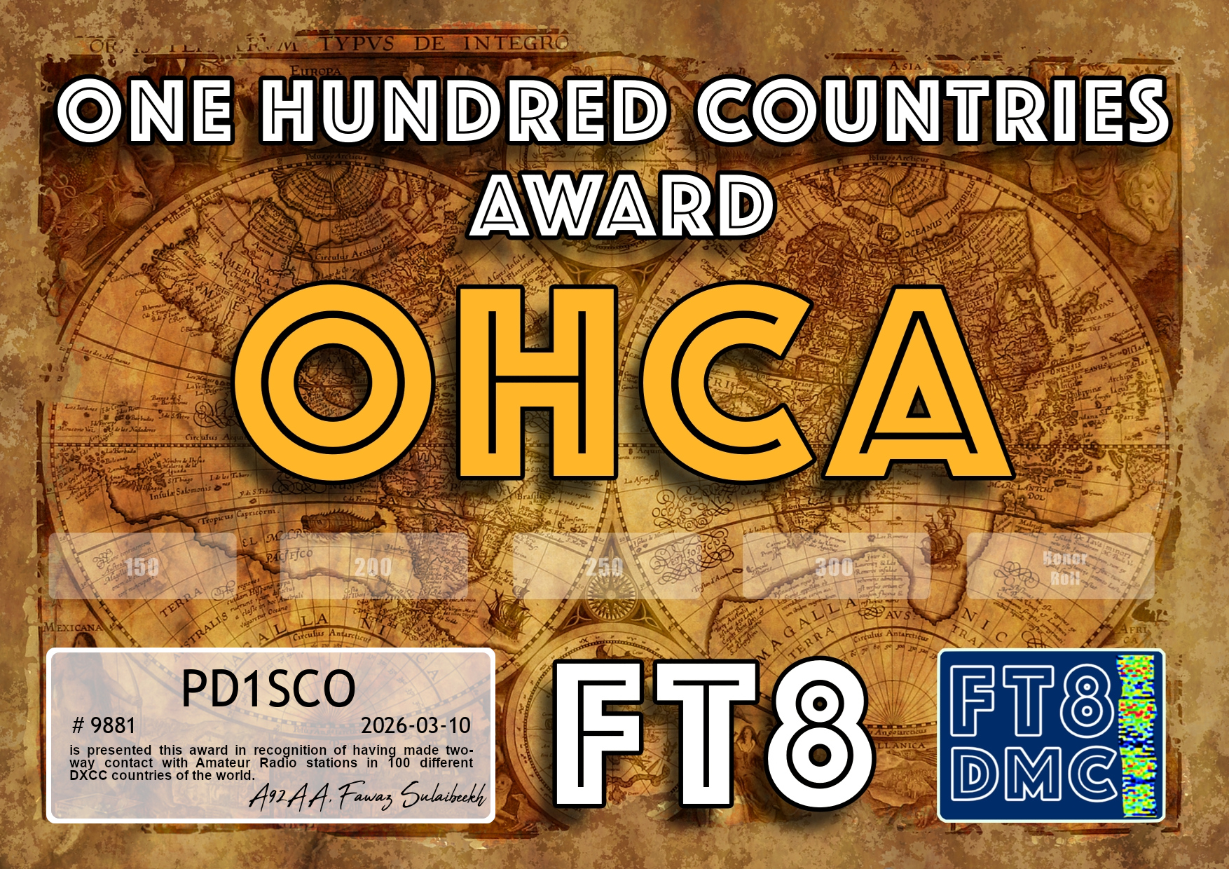 FT8DMC One Hunderd Countries Worked